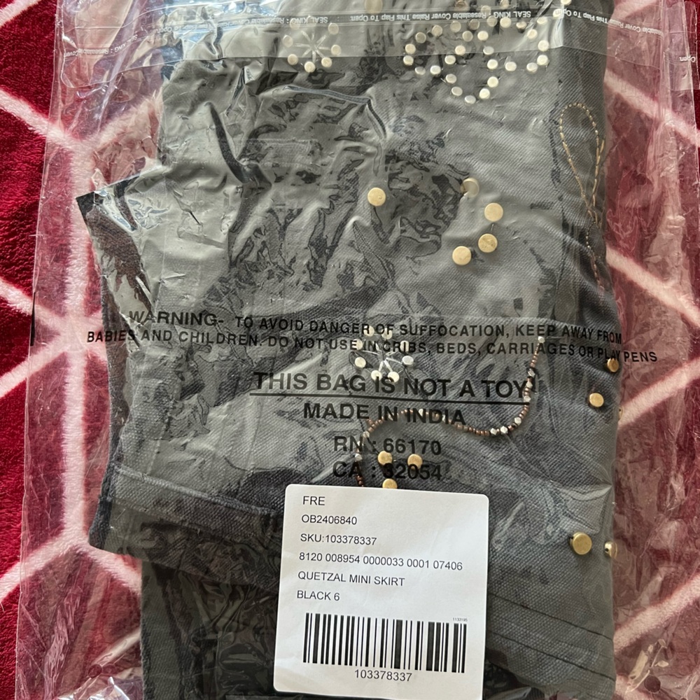 NWT Free People Quetzal Embroidered Black Velvet Skirt 6 - Picture 12 of 12
